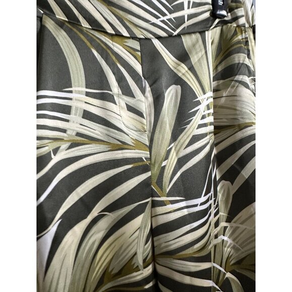Rachel Zoe Green Palm Print Wide-Leg Pants L Polyester/Spandex NWOT - Picture 3 of 8